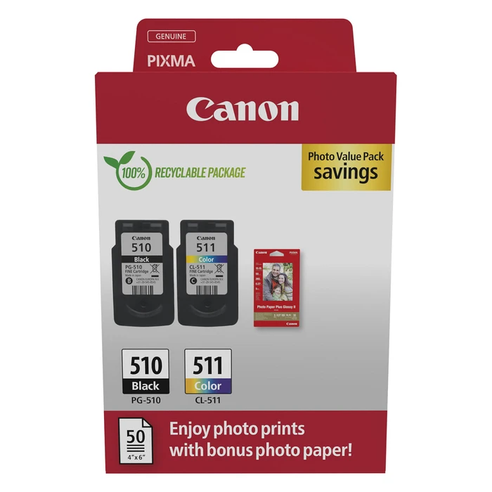 Γνήσιο Μελάνι Canon PG-510/CL-511 2970B017 2-pack including photo paper