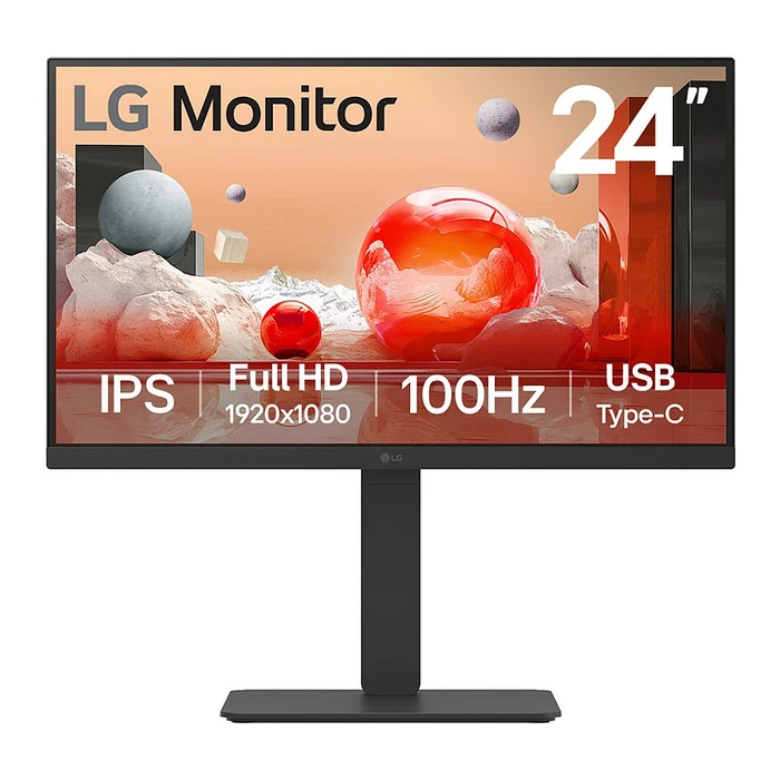 Monitor 23,8" (1920x1080) LG 24BA650-B 16:9 FHD IPS 5ms 100Hz HDMI DP USB-C Speaker Pivot Black
