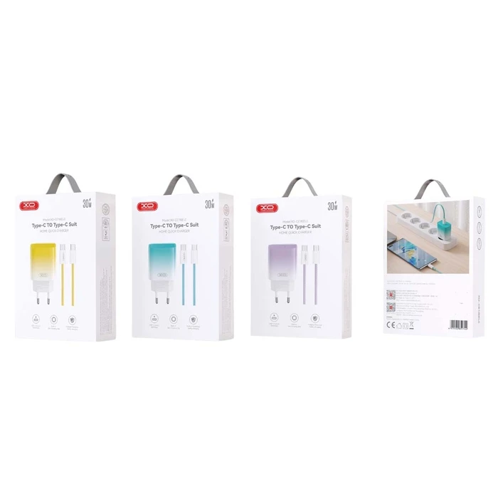 XO Wall Charger CE18 PD 30W USB-C with Type-C Cable Blue