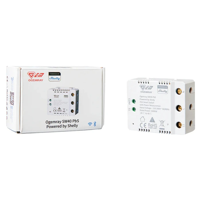 Ενδιάμεσος Διακόπτης Shelly Plug & Play "PbS Ogemray Smart Relay 25A" WLAN Lan BT
