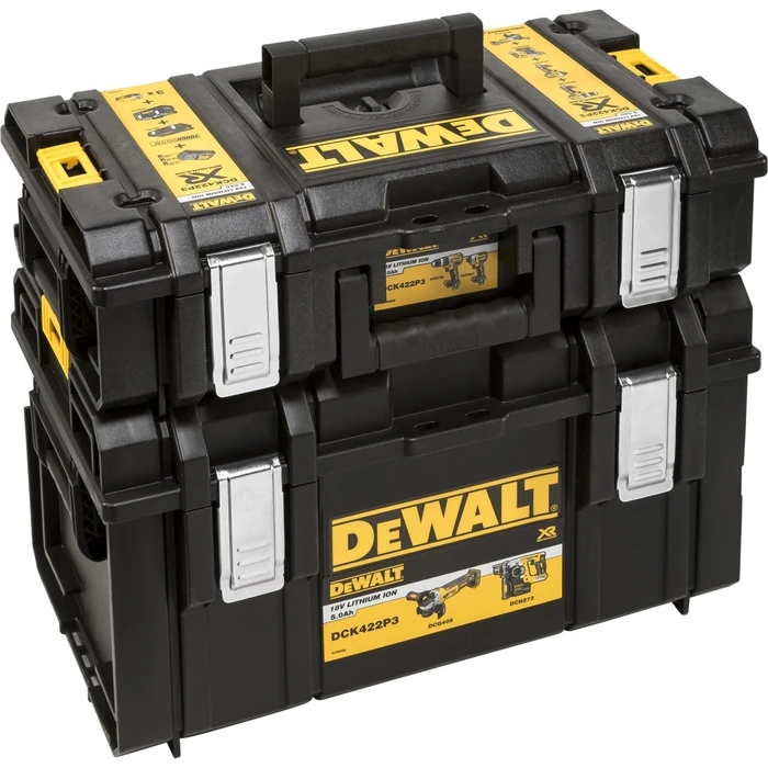 DEWALT DCK422P3 Σετ Εργαλείων Μπαταρίας (Γωνιακός Τροχός, Δραπανοκατσάβιδο, Μπουλόνόκλειδο, Παλμικό Κατσαβίδι) 18V με 3x 5Ah & Θήκη
