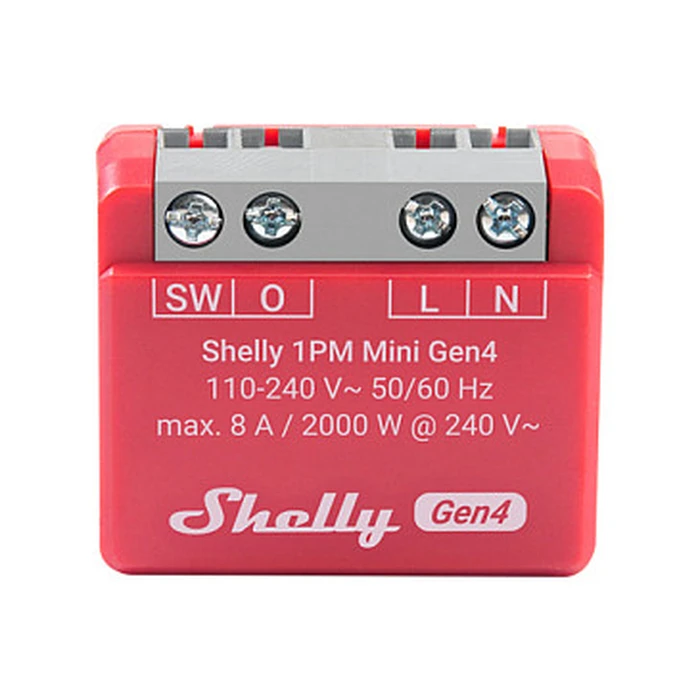 Ενδιάμεσος Διακόπτης Shelly relay "1PM Mini Gen4" WLAN BT Matter Zigbee measuring function max 8A 1 ​​channel flush-mounted
