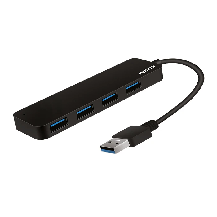 Usb Hub Αλουμινίου  4 Θυρών / Usb 3.2 Gen 1x1 Σε Μαύρο Χρώμα, Με Σύνδεση Type-A