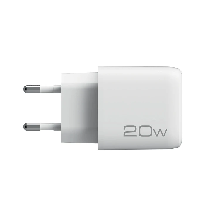 Φορτιστής Πρίζας Nod Universal USB-A QC3.0 & USB-C PD3.0 20W, σε λευκό χρώμα.