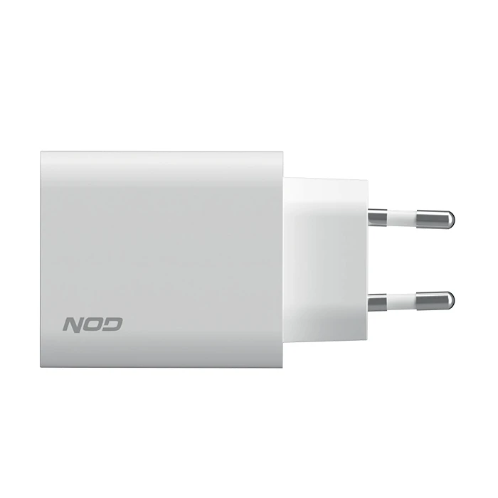 Φορτιστής Πρίζας Nod Universal USB-A QC3.0 & USB-C PD3.0 30W, σε λευκό χρώμα.