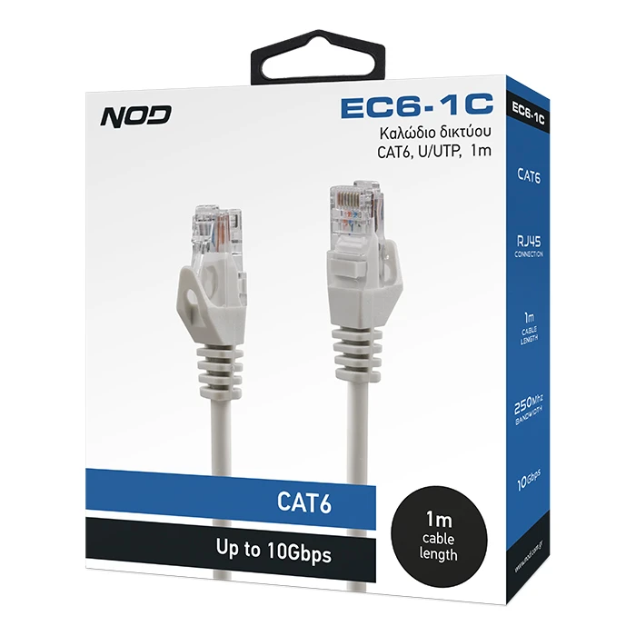 Καλώδιο Δικτύου Nod CAT6, U/UTP, 1m.