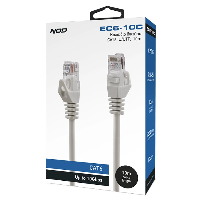 Καλώδιο Δικτύου Nod CAT6, U/UTP, 10m.