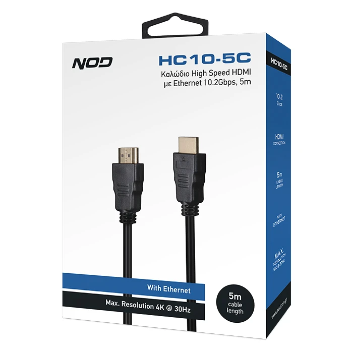 Καλώδιο HDMI Nod High speed με Ethernet 10.2Gbps,  αρσ. - αρσ., 5m.