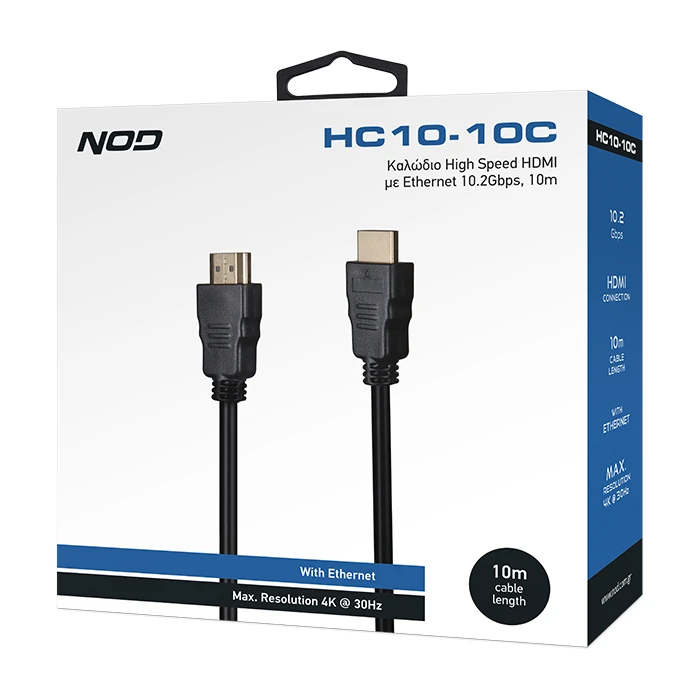 Καλώδιο HDMI Nod High speed με Ethernet 10.2Gbps,  αρσ. - αρσ., 10m.