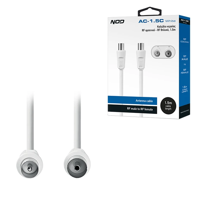 Καλώδιο Κεραίας Nod Ac-1.5c White Rf Αρσενικό - Rf Θηλυκό 1.5m