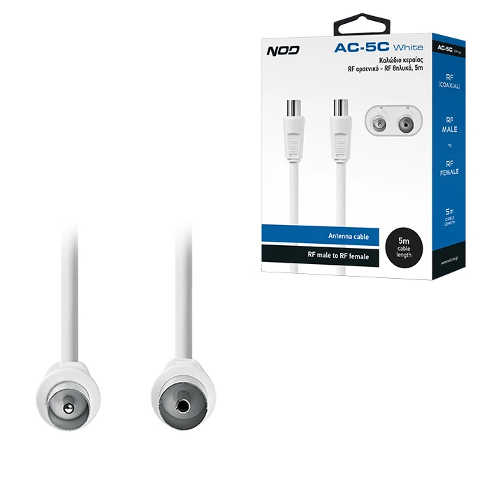 Καλώδιο Κεραίας Nod Ac-5c White Rf Αρσενικό - Rf Θηλυκό 5m