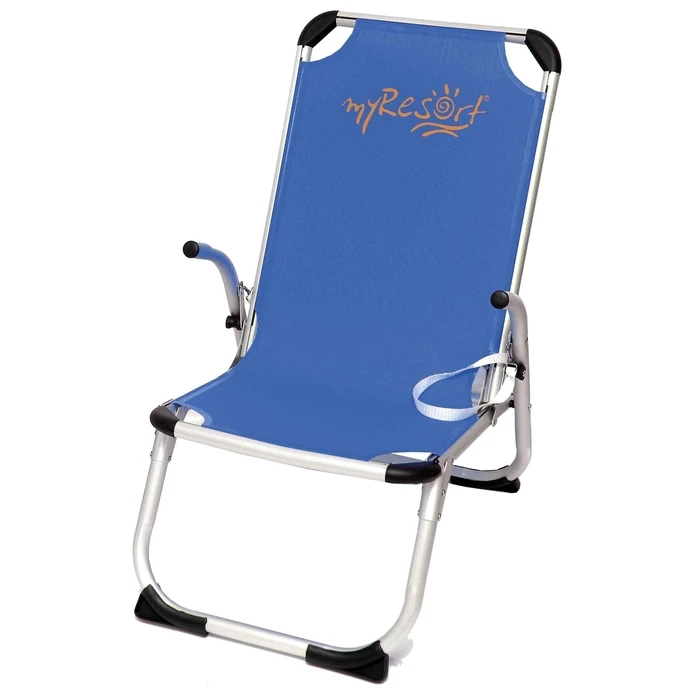 myResort BEACH CHAIR ALUMINUM BAR BLUE WITH REINFORCED ARMS KING SIZE -HIGH BACK -2x1 FABRIC