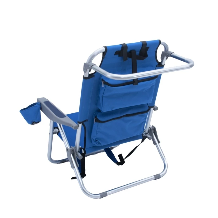 myResort Aluminum Beach Chair Blue with Arms - 600D Polyester - 5 Positions