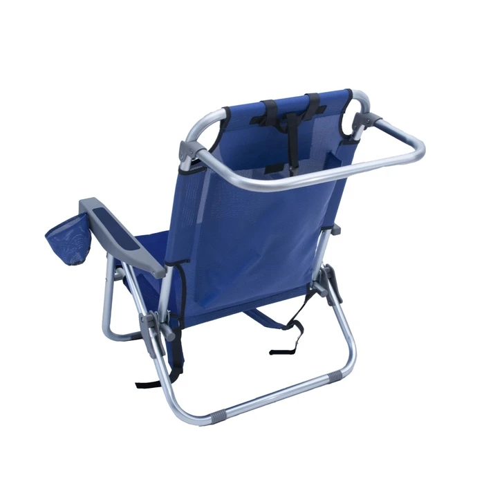 myResort ALUMINUM BEACH CHAIR BLUE WITH TEXTILE ARMS 2x1- REINFORCED-5 SEATS