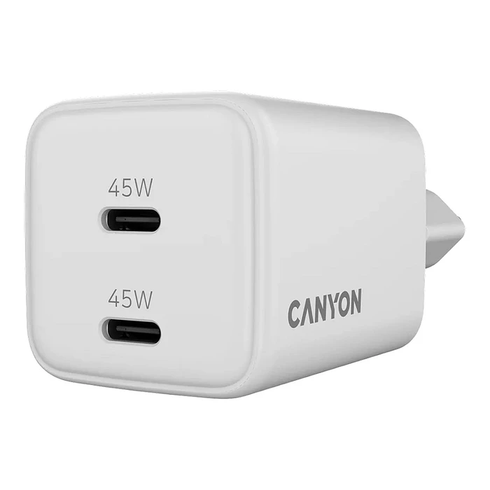 Φορτιστής Πρίζας Canyon Charger CU45CC GaN 45W 2xPD EU White