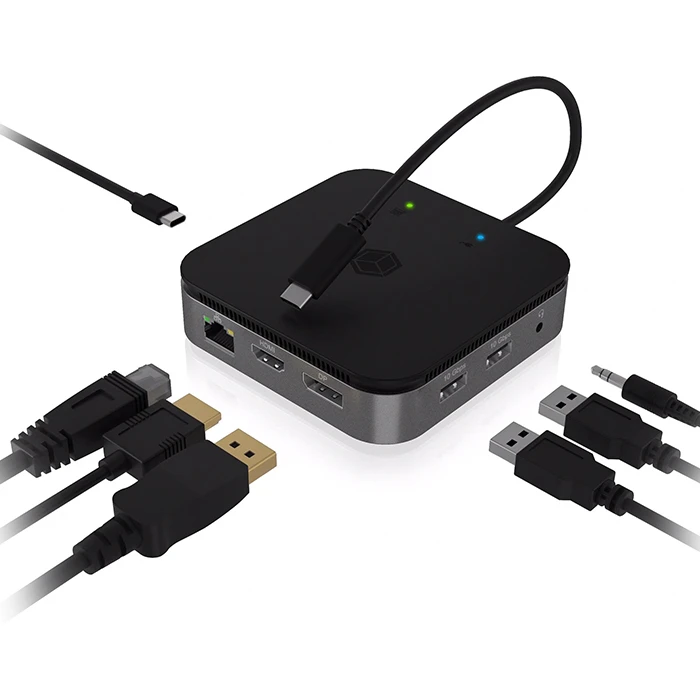 Docking Station Icy Box 7 θυρών με ενσωματωμένο Καλώδιο USB4 Gen 3x2 Type-C.