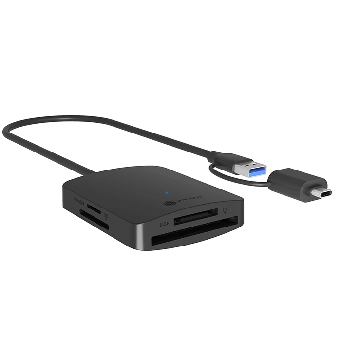 Card Reader Icy Box Ib-Cr302-Cu3 Με Ενσωματωμένο Καλώδιο Usb 3.2 Gen 1x1 Type-A/Type-C