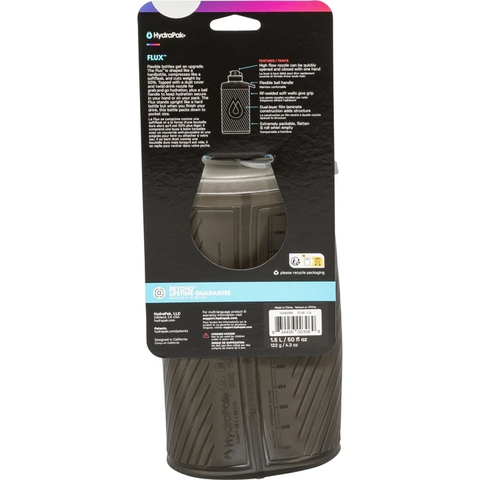 HydraPak Flux 1.5L αναδιπλούμενη φιάλη νερού - Mammoth Grey