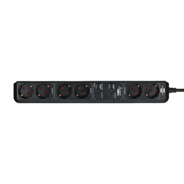Πολύπριζο Smart WiFi 1159760946 6 θέσεων οι 2 μόνιμες και 2x2 με διακόπτες BRENNENSTUHL