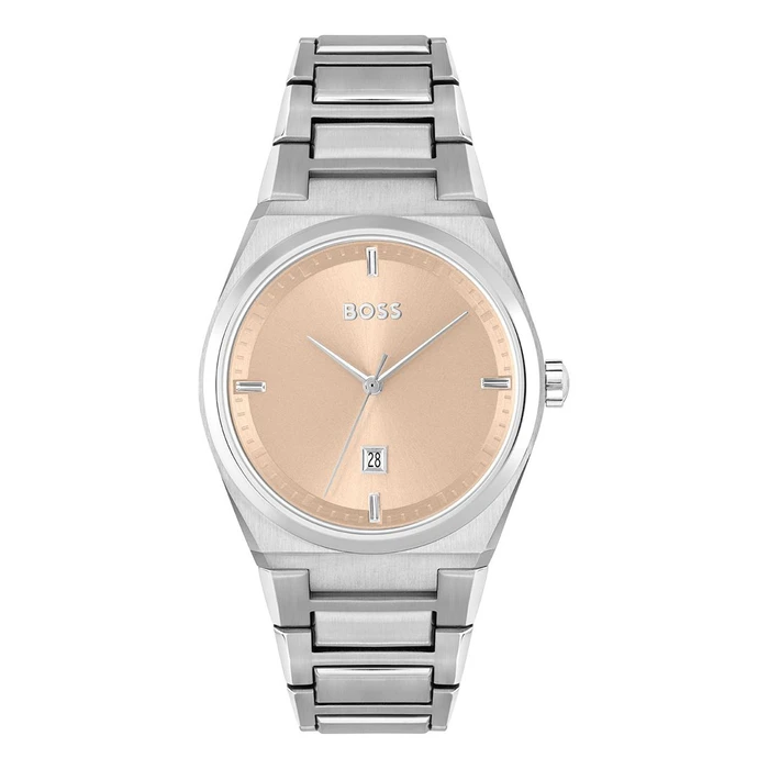 BOSS Women's Watch 1502670 - Quartz 31MM, Stainless Steel Silver Bracelet, Golden Dial