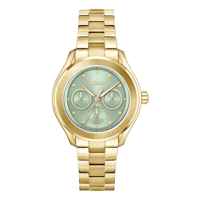 BOSS Women's Watch 38 mm Gold Stainless Steel Bracelet Green Dial LIDA Multifunction (1502745)