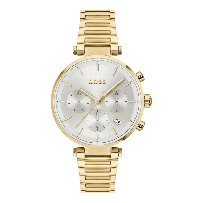 BOSS Majesty Women's Watch 36mm Gold Stainless Steel Bracelet Grey Dial - Model 1502775
