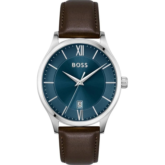Ανδρικό Ρολόι Boss 1513955 (41mm) Δερμάτινο Λουράκι Καφέ