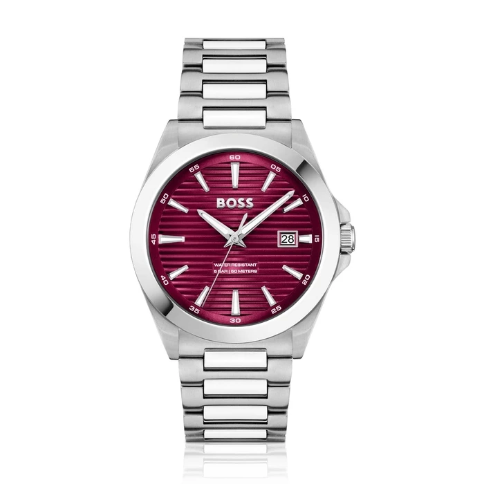 Ανδρικό Ρολόι Boss 1514174 (45mm) Μεταλλικό Μπρασελέ Ασημί