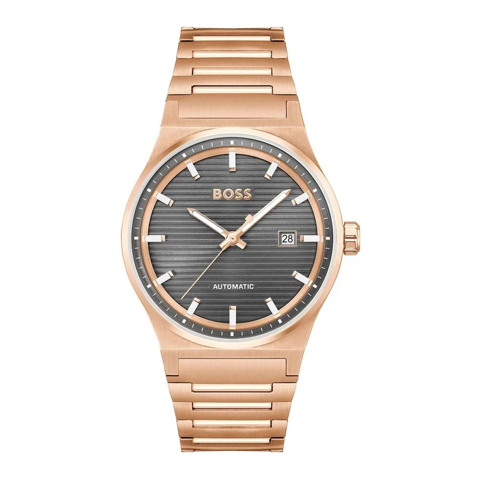 BOSS Candor Men's Automatic Watch 41mm Rose Gold Stainless Steel Bracelet Model 1514185