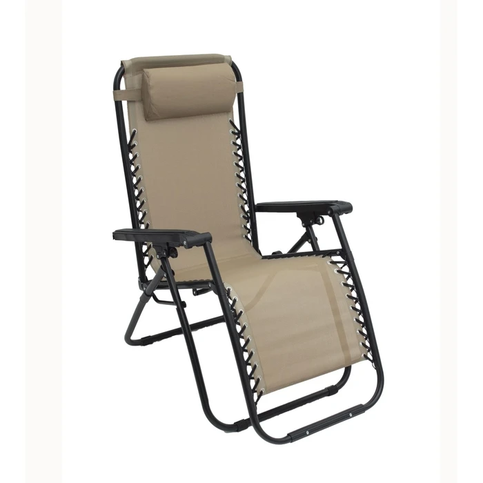 Patio / Veranda Metal Reclining Chair Ecru Textilene Heavy Duty 1x2mm
