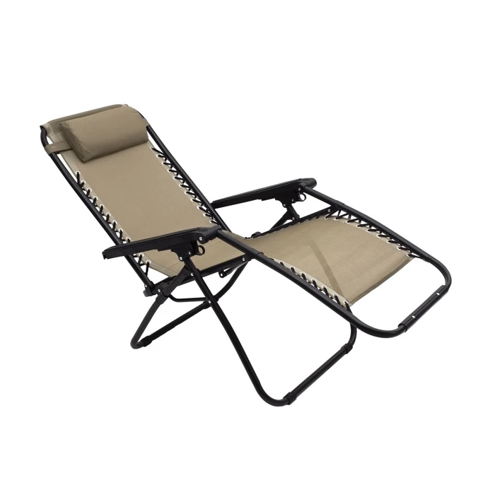 Patio / Veranda Metal Reclining Chair Ecru Textilene Heavy Duty 1x2mm