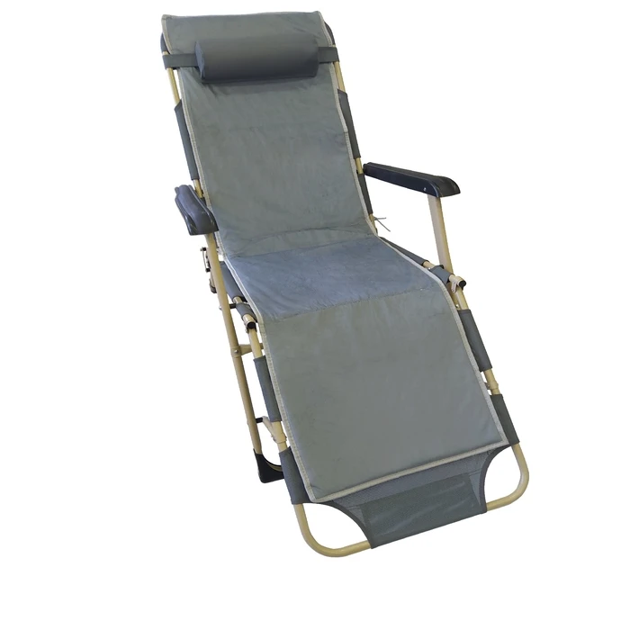 Metal Garden/Balcony Recliner Chair TEXT 2x2 with Upholstery