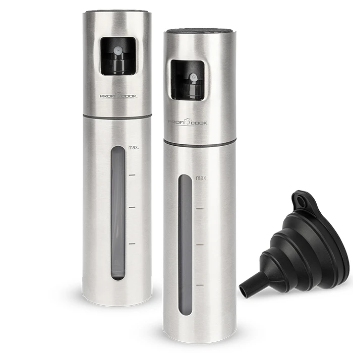 Ανοξείδωτος Ψεκαστήρας ProfiCook λαδιού / ξυδιού, σετ 2 τεμαχίων.