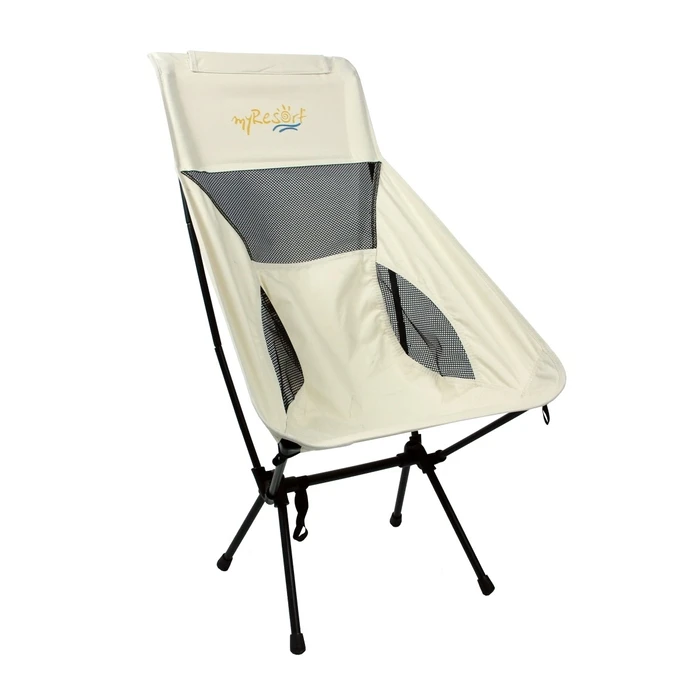 myResort Ecru Folding Metal Reclining Chair Polyester 600D with Carry Bag