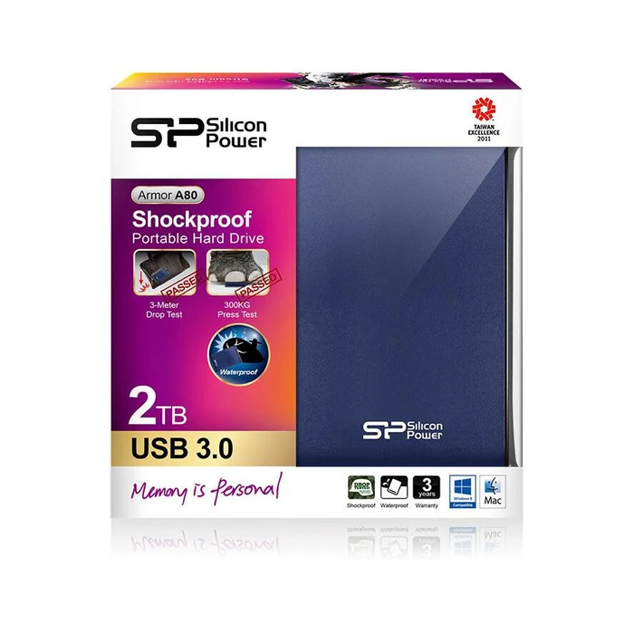 Εξωτερικός Σκληρός Δίσκος 2TB Silicon Power 2,5 USB 3.2 A80Anti-shock/Blue USB