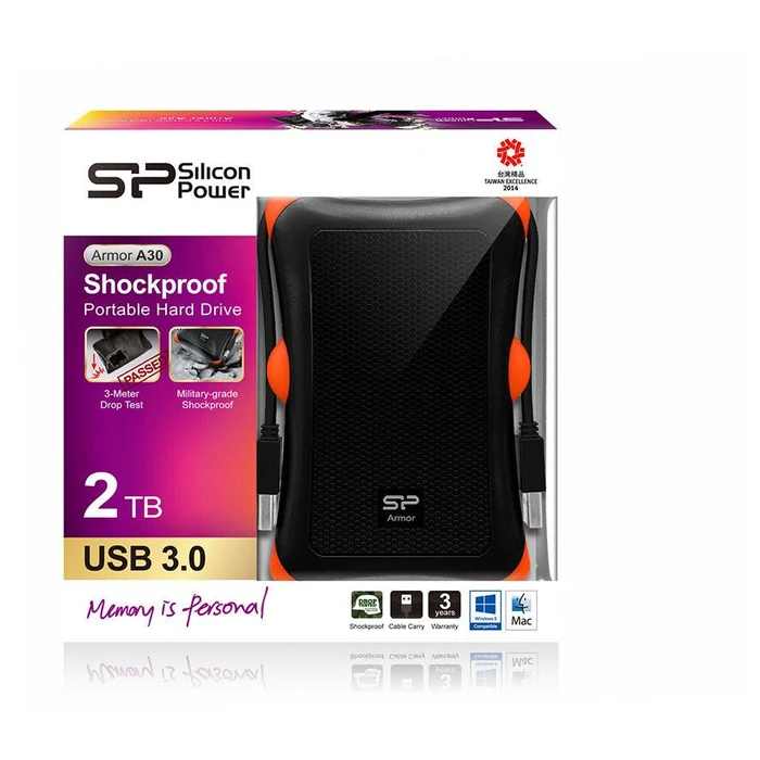 Εξωτερικός Σκληρός Δίσκος 2TB Silicon Power 2,5 USB 3.1 A30 Anti-shock Black