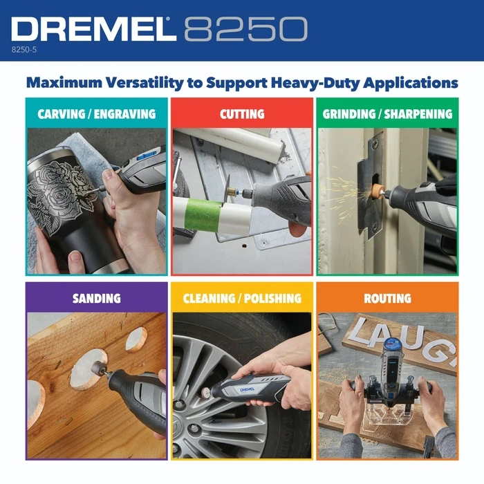 Dremel 8250 Rotary Multi-Tool Brushless 12V 1x2Ah Variable Speed