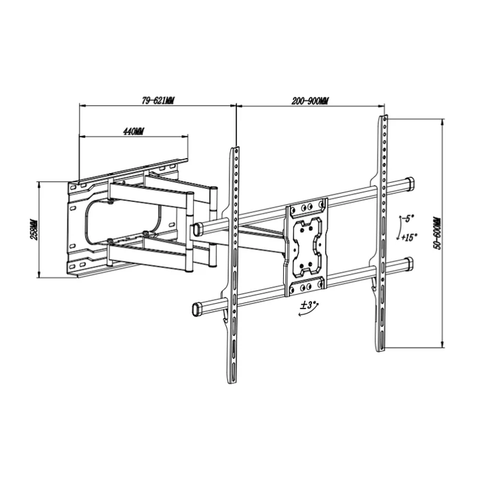 Βάση Τηλεόρασης Osio OSMA-1575 με μπράτσο 42″-100″