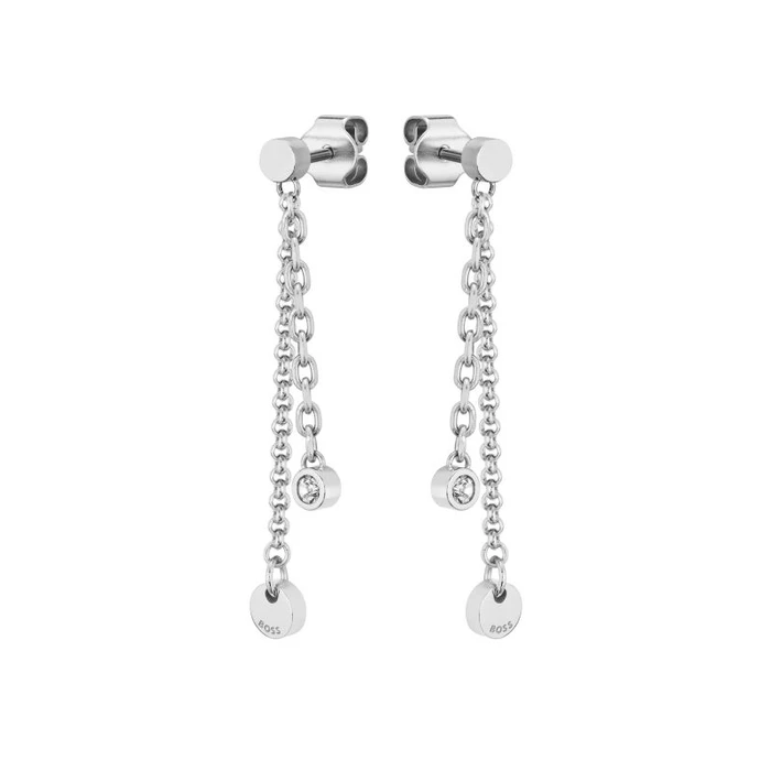 BOSS Women's Stainless Steel Earrings, Grey, 5 cm