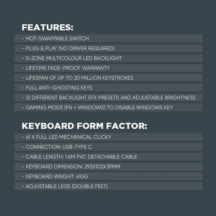 Gaming Πληκτρολόγιο Armaggeddon Mechanical Mka-1C Nex Black Tactile Brown Switch