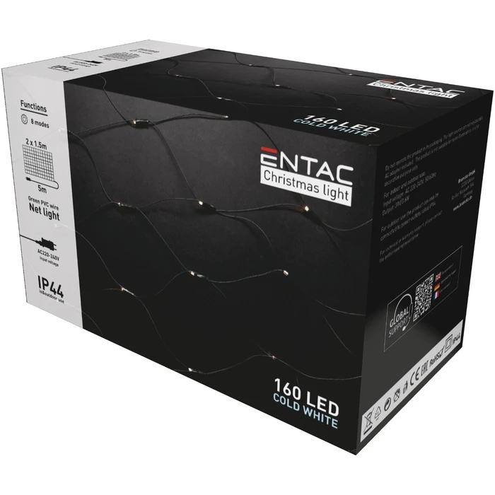 Χριστουγεννιάτικα Λαμπάκια Entac IP44 Net 160 LED 2μ x 1,5μ Ψυχρό