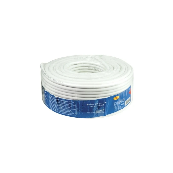 Schwaiger Koaxial-Antennen-Kabel 75 dB 2-fach 7 mm 50 m Λευκό