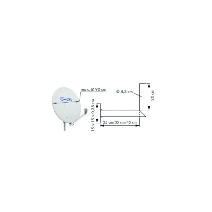 Schwaiger SAT-Wandhalter 25 cm με πλαστικό καπάκι, αλουμίνιο, ασημί (WAH25A001)