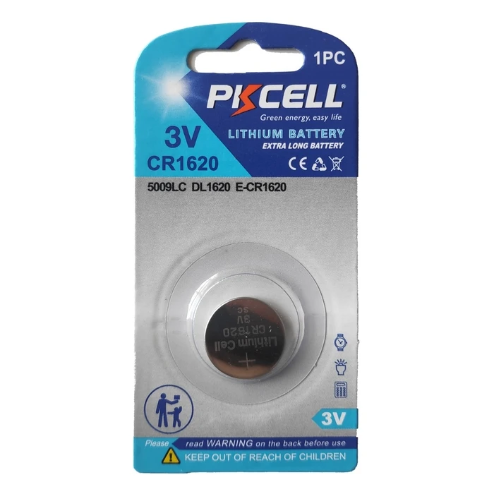 Default Pkcell Lithium Button Battery CR1620 1B 1pc