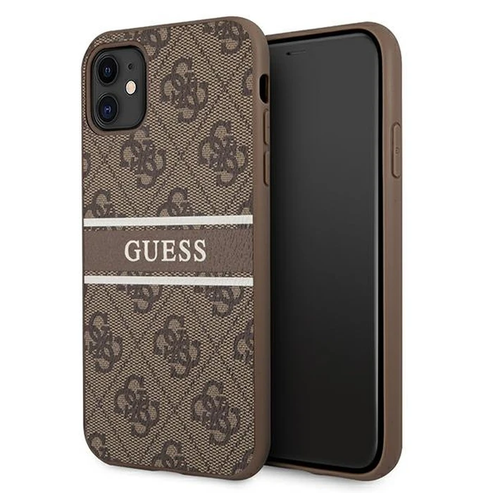 Guess GUHCN614GDBR Apple iPhone 11 brown hardcase 4G Stripe