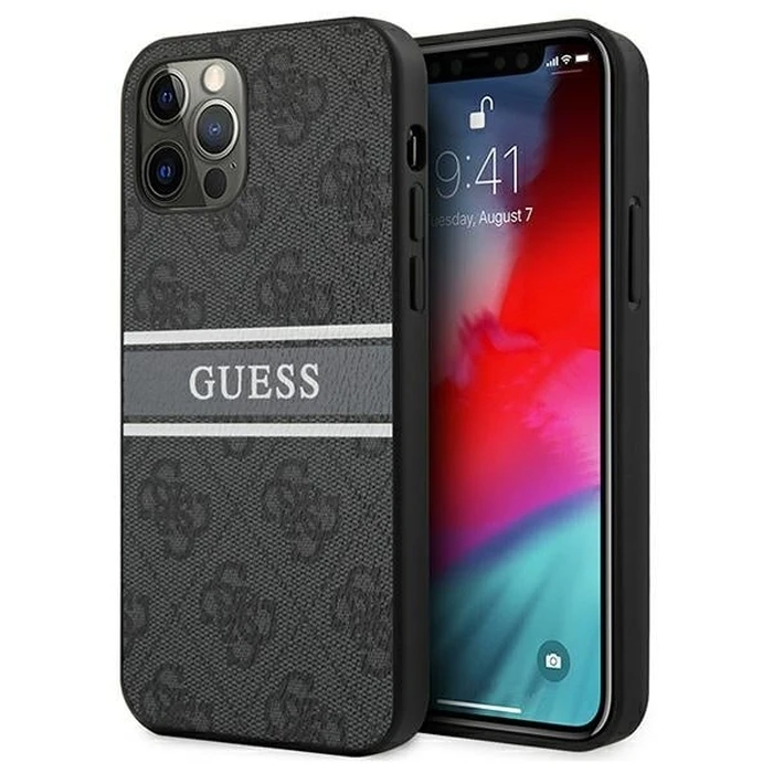 Guess GUHCP12L4GDGR Apple iPhone 12 Pro Max grey hardcase 4G Stripe