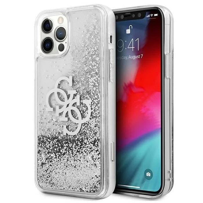 Guess GUHCP12LLG4GSI Apple iPhone 12 Pro Max silver hardcase 4G Big Liquid Glitter