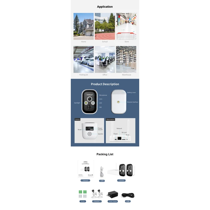 Ολοκληρωμένο Σύστημα CCTV Παρακολούθησης Srihome LOW POWER BATTERY 3MP