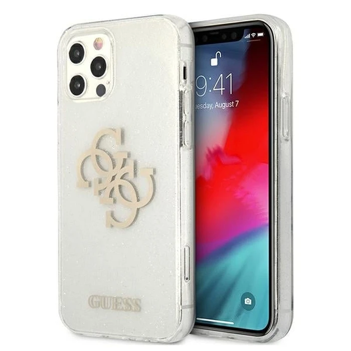 Guess GUHCP12LPCUGL4GTR Apple iPhone 12 Pro Max transparent hard case Glitter 4G Big Logo