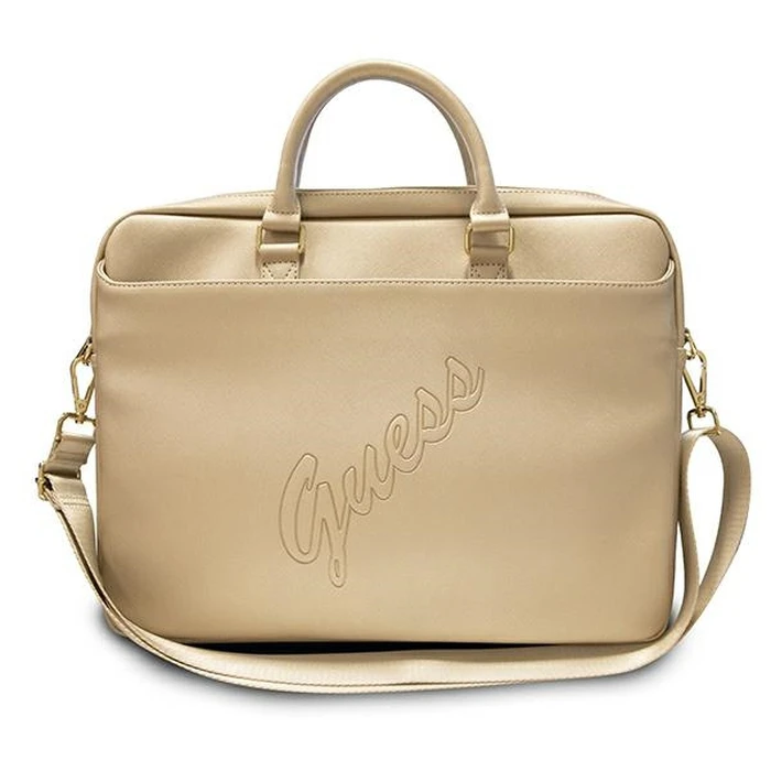 Guess UCB15PUSASLG 15 inch gold Saffiano Script